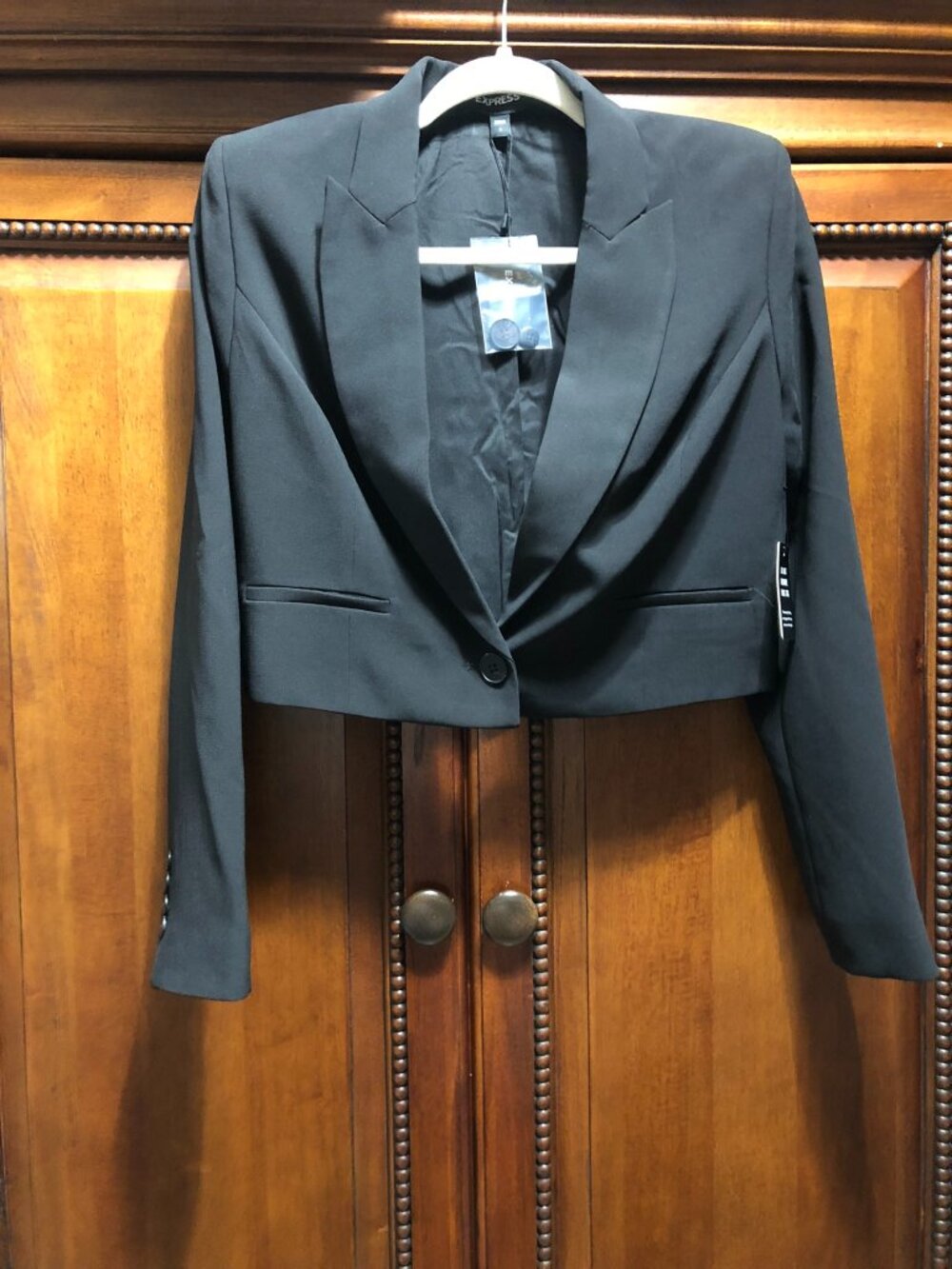 Express Cropped One Button Blazer Black NWT S